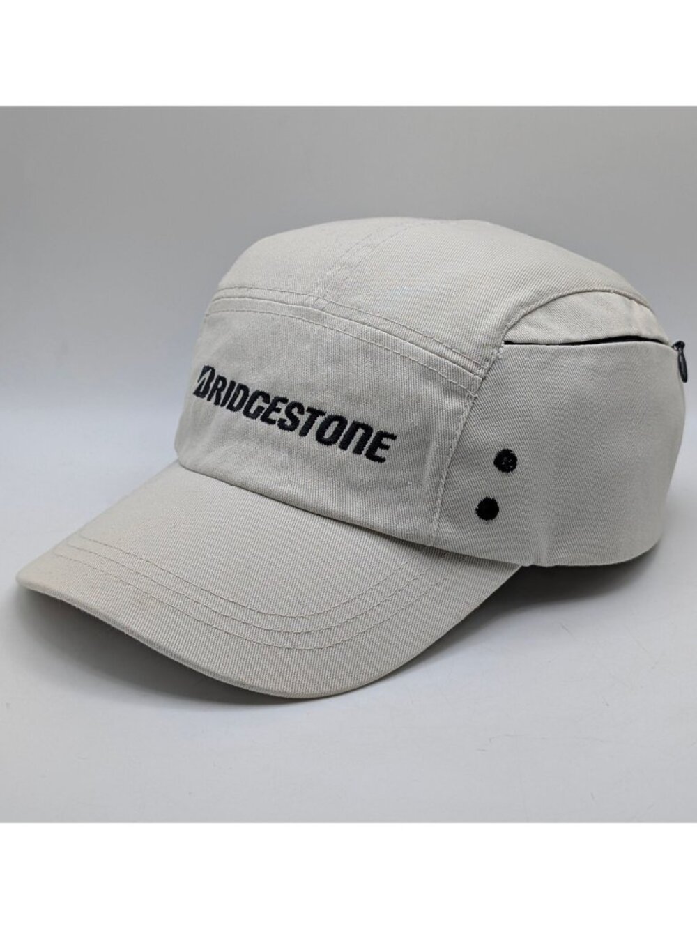 Bridgestone Tires Tan Beige Panel Hat Strap Back Cap Unisex Mechanic Cars Auto